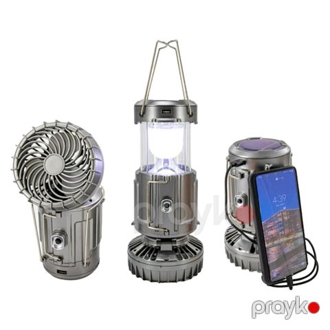 Fənər dəsti Solar LED Camping Lantern with Fan GSH-9399, boz — Bakı