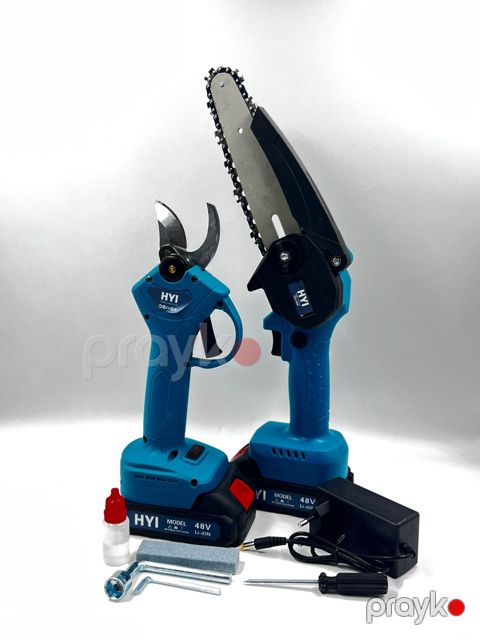 Bağ qayçısı və mini elektrik mişar OP-864644, 2 batareyalı — Bakı