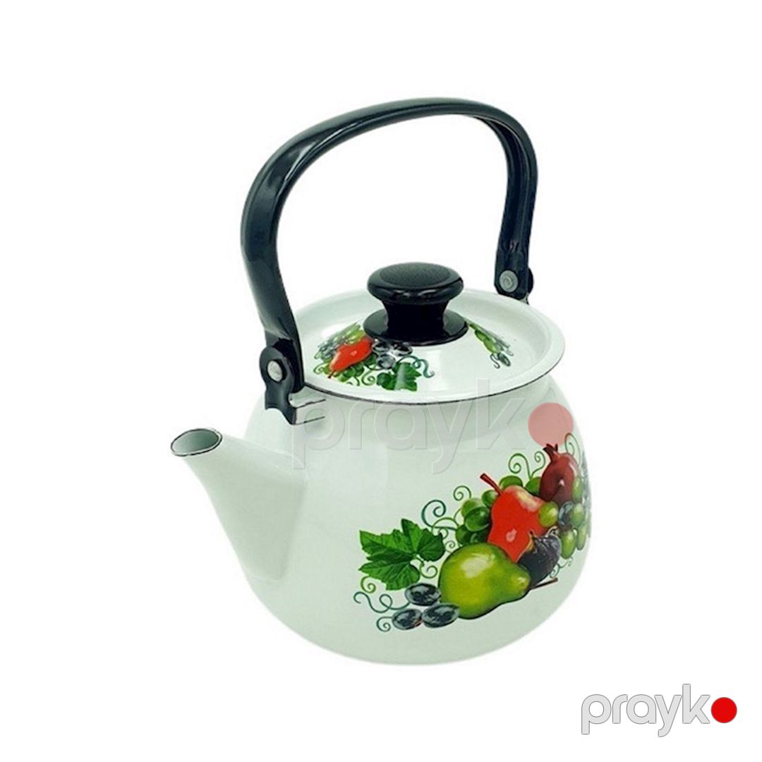 Su qaynatmaq üçün çaydan "Керченская эмаль" Şərq darı, 3500 ml, minalanmış polad, ağ — Mallar, Bakı (3)