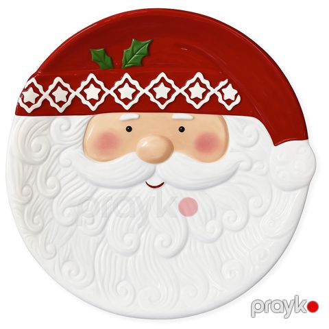 Boşqab Santa Claus, keramika, ağ/qırmızı, 20 sm — Bakı