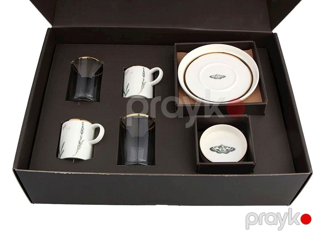 Qəhvə dəsti Porland Botanical 04ALM006725, 2 nəfərlik, 8 əd, farfor, ağ/şəffaf — Mallar, Bakı (2)