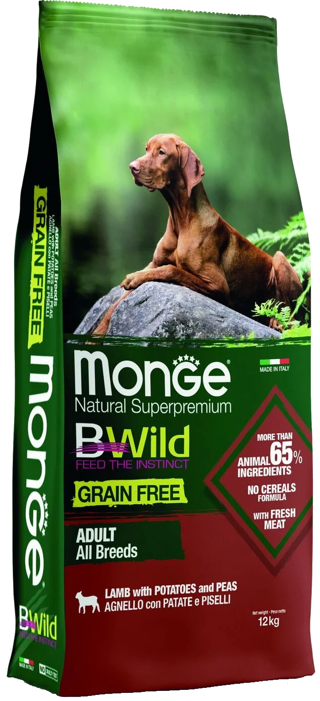 Monge Adult all Breeds Natural Super Premium Lamb with Potatoes and Peas, bütün cinslərdən olan yetkin itlər üçün tam pəhriz, quzu, kartof və noxudla, super premium keyfiyyətli (çəki ilə) — Bakı
