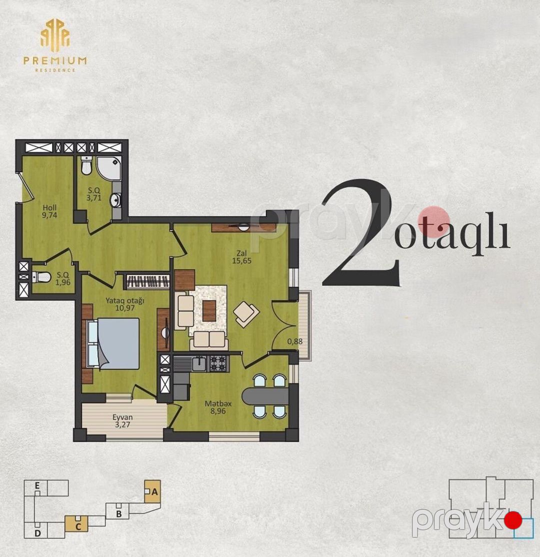Satılır 2 otaqlı yeni tikili 56 m² — Mənzil, Bakı (2)