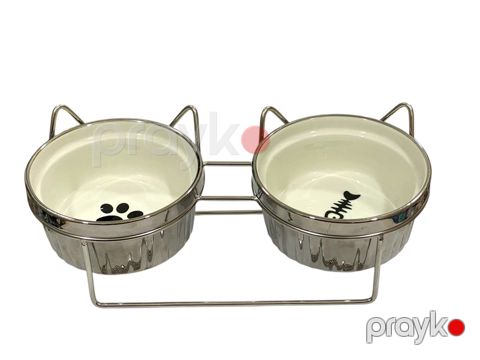İtlər və pişiklər üçün ikili yem qabı K-522-12-21, metal — Bakı