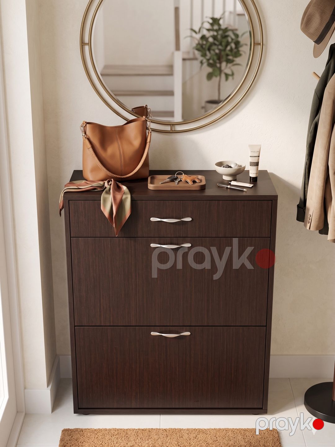 Ayaqqabı üçün tumba 8445, qəhvəyi, laminat, 97х80х28 sm — Mallar, Bakı (2)