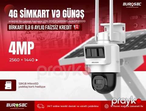 Hikvision günəş panelli kamera "DS-2DE2C400IWG-K/4G/C05S10" — Bakı