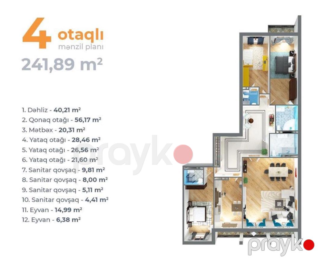 Satılır 4 otaqlı yeni tikili 242 m² — Mənzil, Bakı (2)