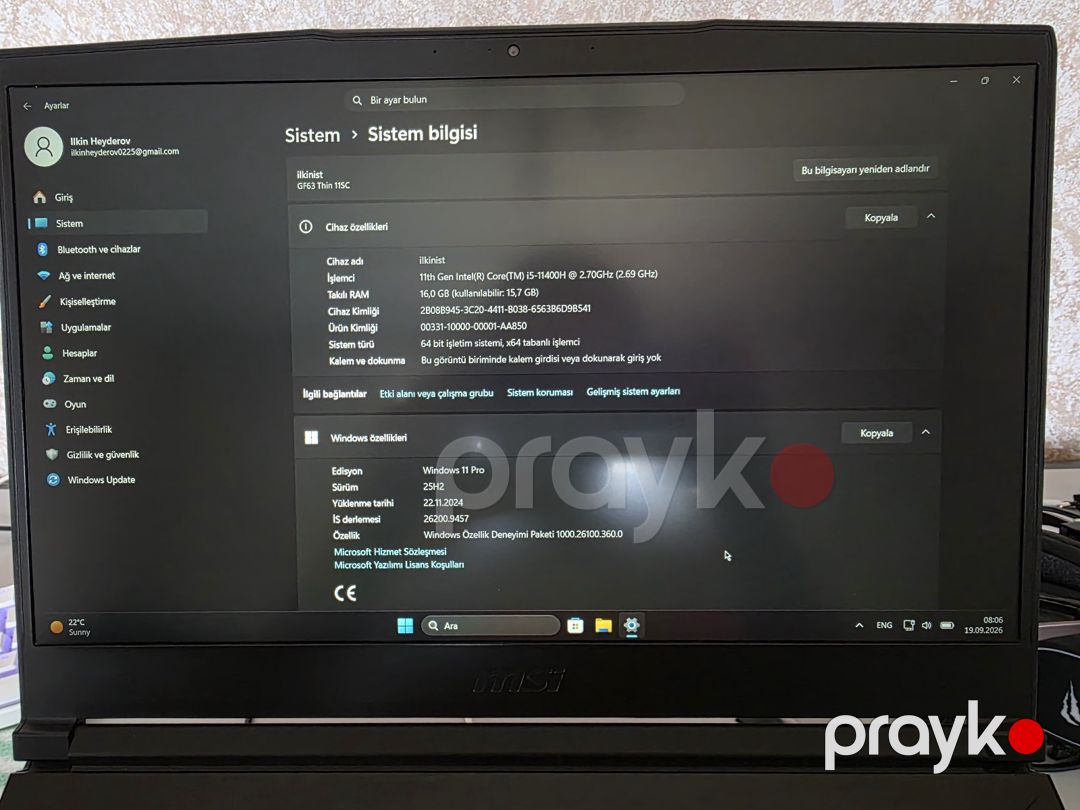 Msı thın 11SC SSD 512GB, RAM 16GB — Noutbuklar, Bakı (4)