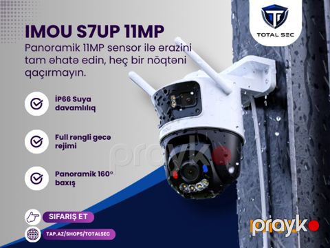 Imou 11MP 3 Başlı 360° ağıllı çöl kamerası (IPC-S7UP-11MOWED) — Bakı