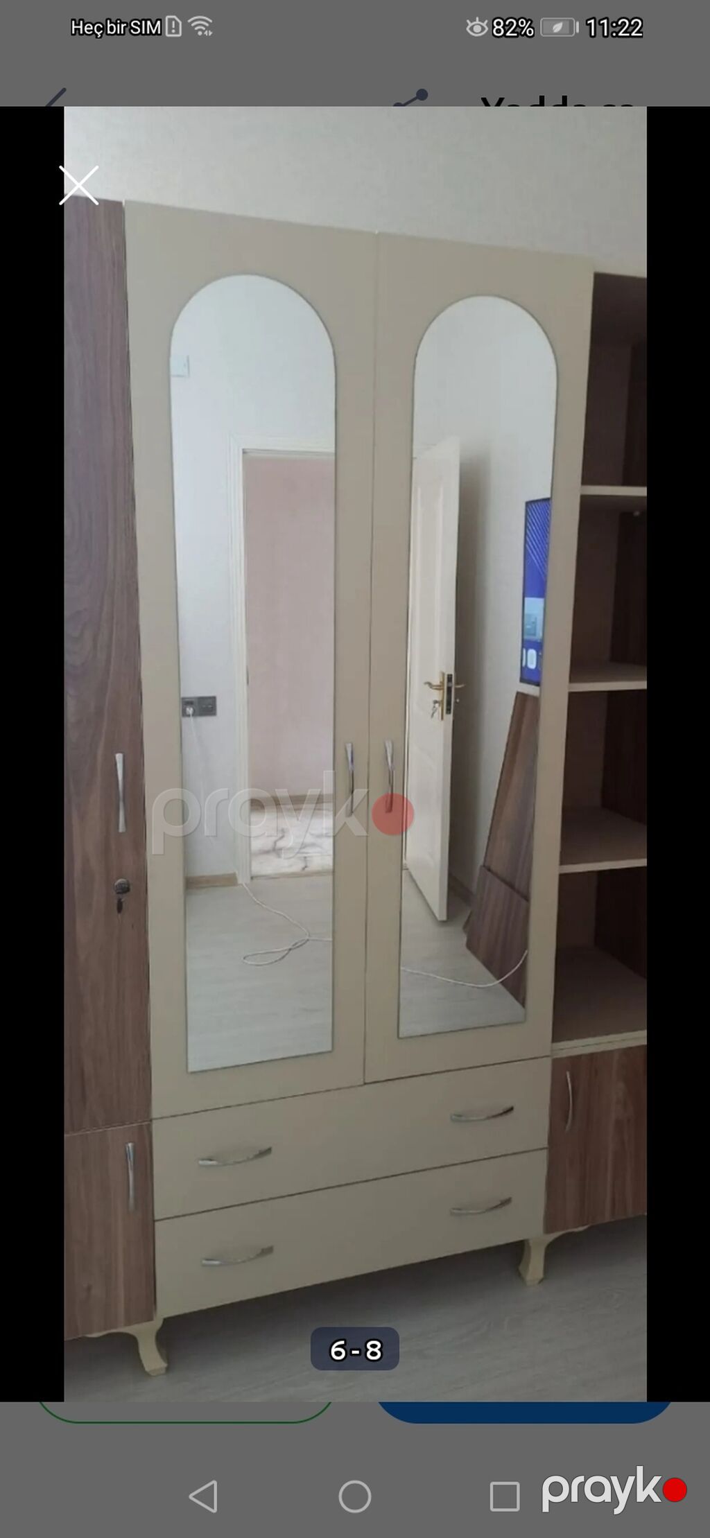 Geniş həcmli paltar şkafı - Model: iki aynalı orta bölmə, dörd — Şkaflar, Digah (2)