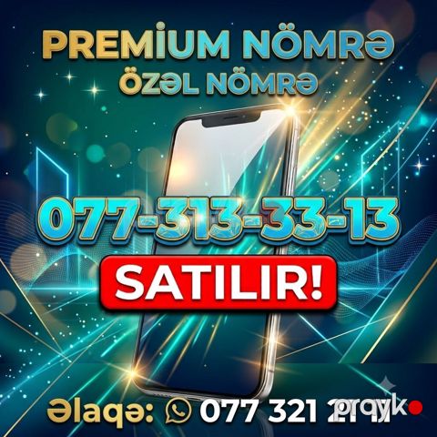 Premium Özəl Nömrə - Operator: 077 - Nömrə ardıcıllığı: 077-313-33-13 — Bakı