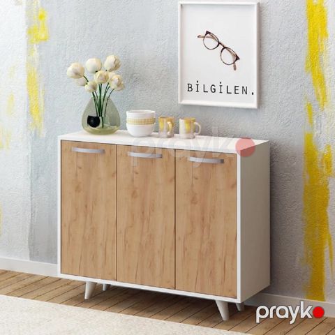Komod 13900471, LDSP/laminat, ağ/qəhvəyi, 82x100x35 sm — Bakı