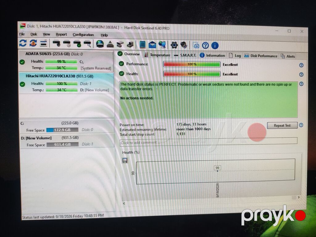 Daxili Sərt disk (HDD) Hitachi, 1 TB, 7200 RPM, 3.5", İşlənmiş — Sabit diskləri, Bakı (2)