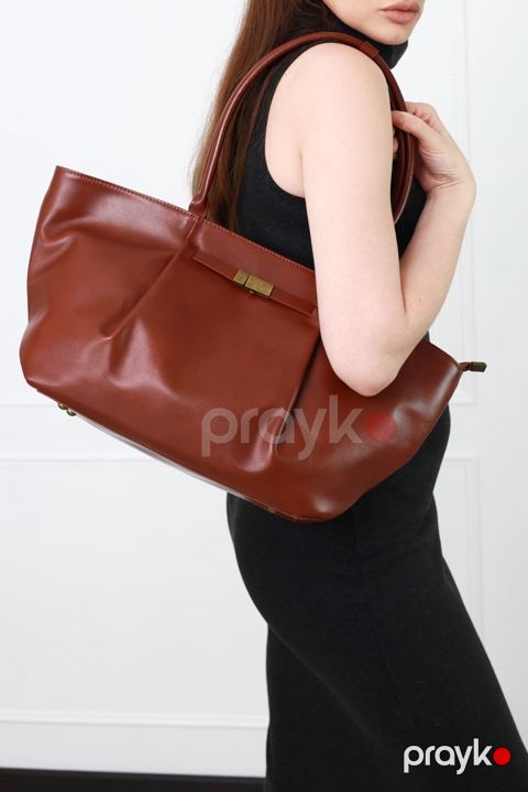Qadınlar üçün dəri çiyin çantası Naide8068 Brown — Bakı