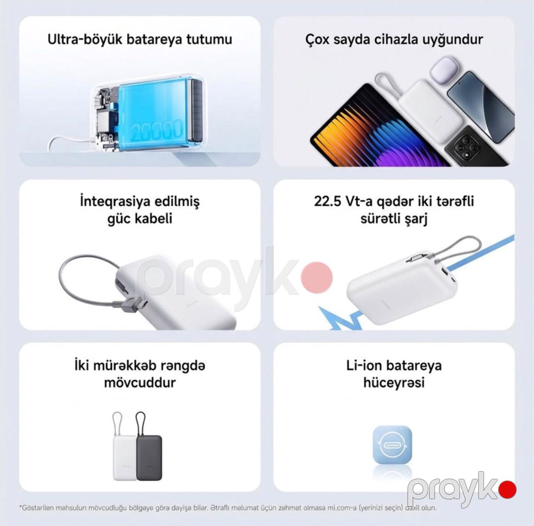 Xiaomi 20000 mAs Power Bank — Smartfonlar, Bakı (4)