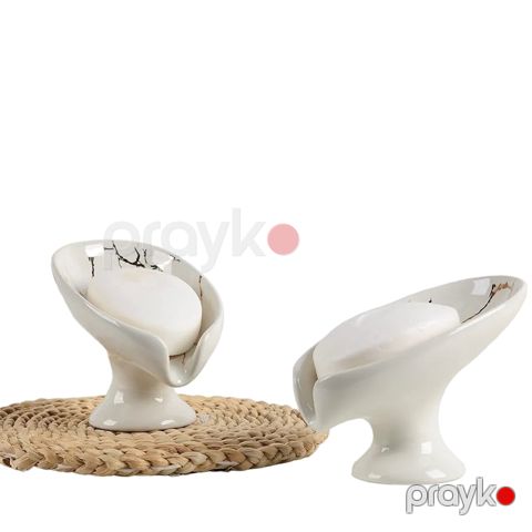 Sabun qabı HomeStore KTB5, keramika, ağ/gümüşü, 13х9х9 sm — Bakı