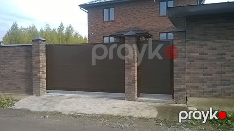 Yeni Dəmir Həyət darvazası, Siyirmə, Avtomatik, Qapı ilə, rəng - Qəhvəyi, Kredit yoxdur, Pulsuz quraşdırma, Pulsuz çatdırılma, Rayonlara çatdırılma — Bakı
