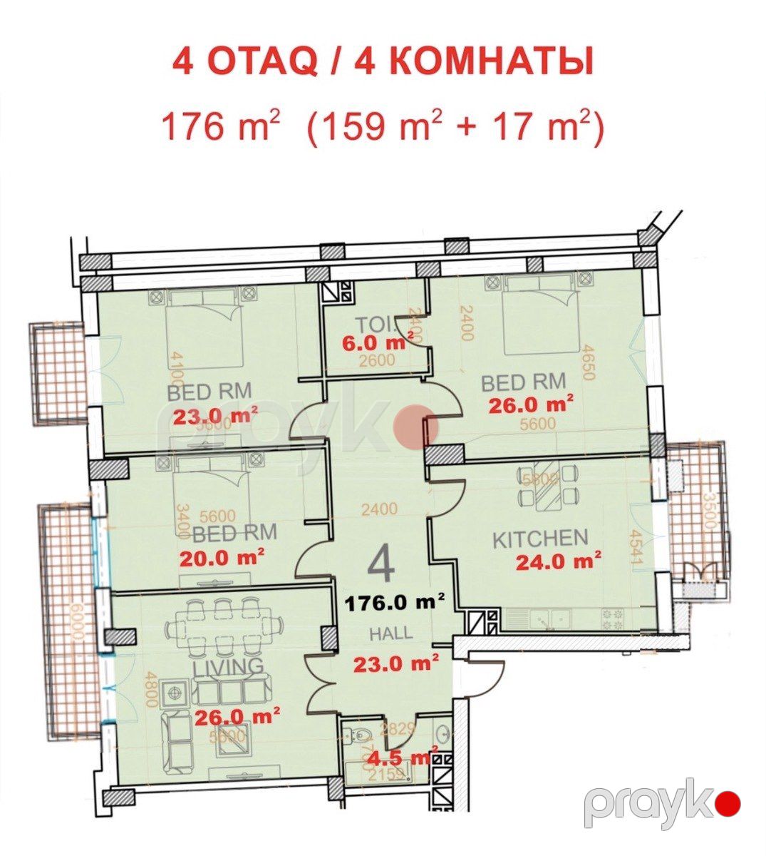 Satılır 4 otaqlı yeni tikili 177 m² — Mənzil, Bakı (2)