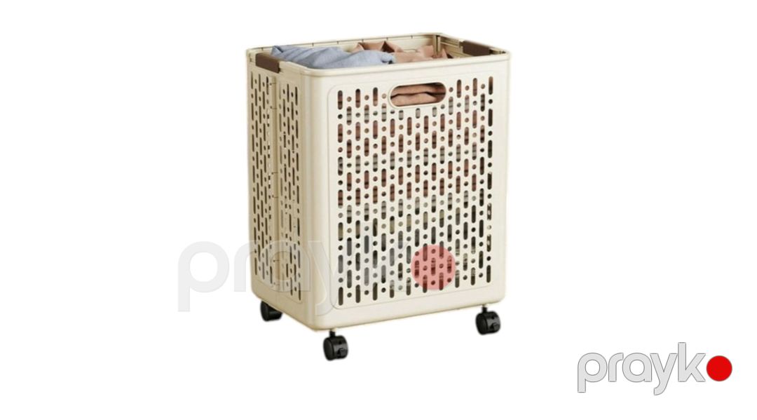 Çamaşır üçün səbət OHM416-8, 38.5×28.5×46 sm, plastik, bej — Mallar, Bakı