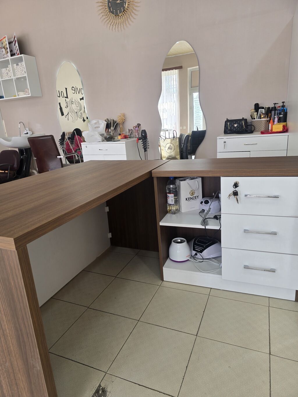 Ofis/biznes üçün mebel dəsti - L formalı recepsiyon/iş masası: Ağ və — Ofis mebeli, Bakı (2)