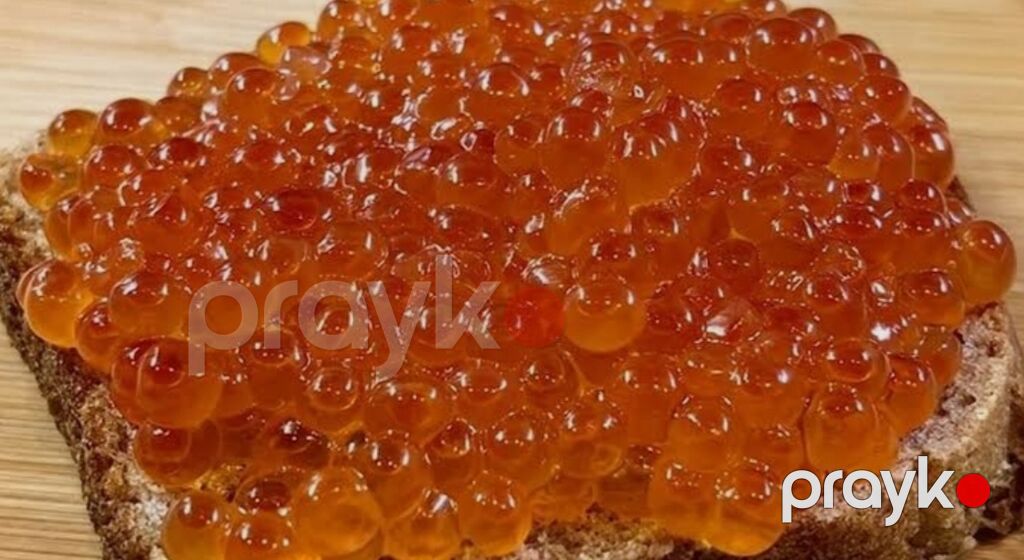 Qırmızı kürü – seçilmiş iri dənələr, parlaq narıncı rəng və zərif — Qida məhsulları, Xırdalan (5)
