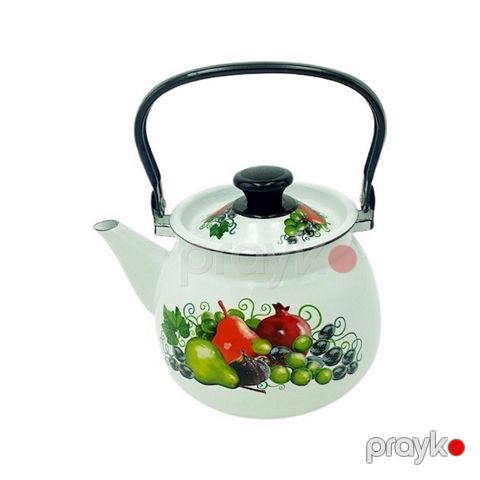 Su qaynatmaq üçün çaydan "Керченская эмаль" Şərq darı, 3500 ml, minalanmış polad, ağ — Bakı