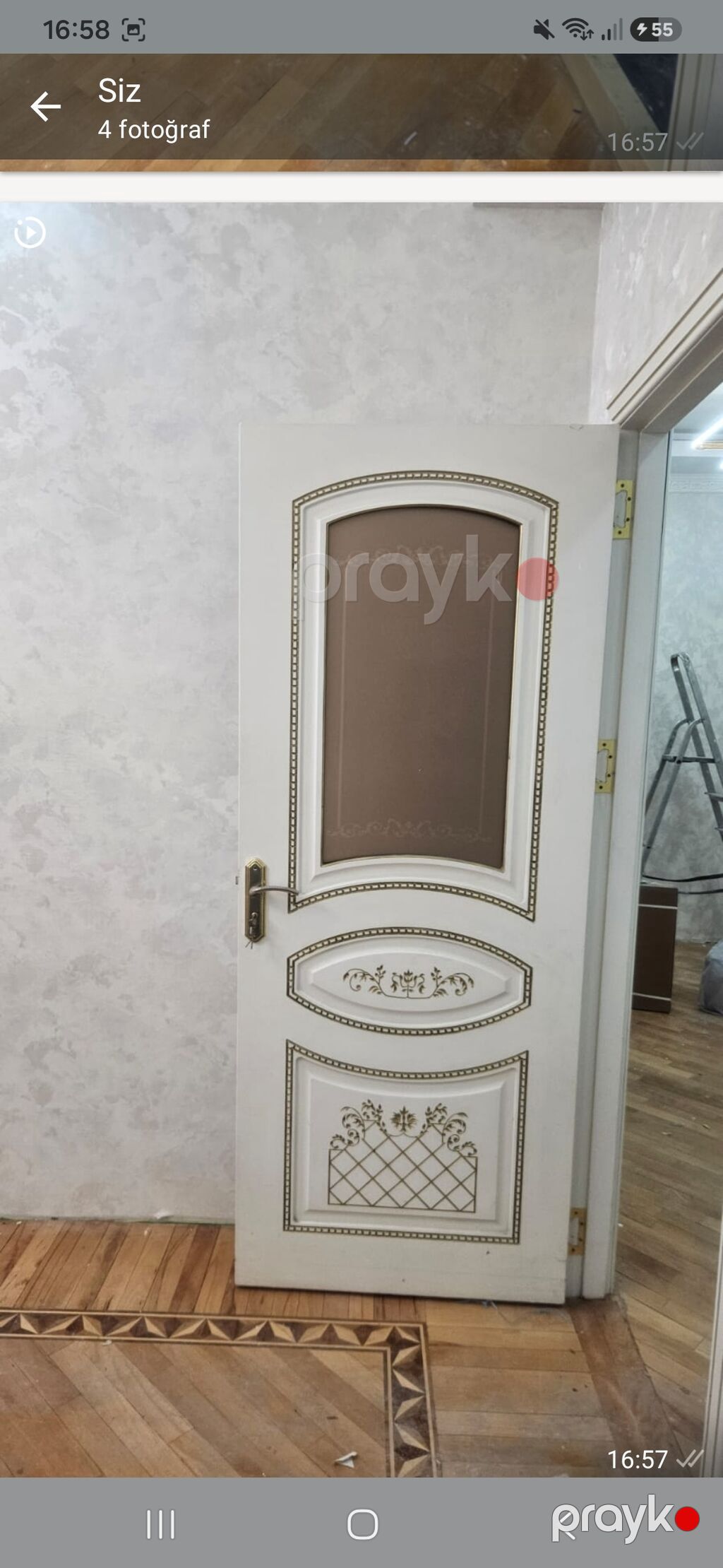 Klassik üslubda daxili qapı - Rəng: ağ əsas, qızılı ornament — Pəncərələr, qapılar, balkonlar, Xırdalan (2)