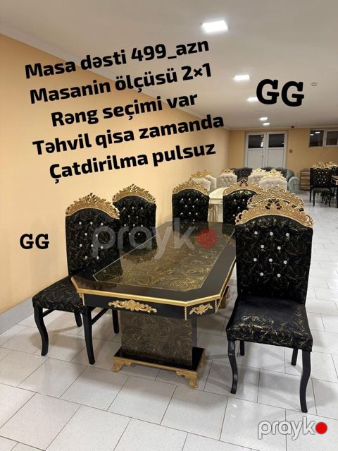 Masa dəsti – 499 AZN - Dəbdəbəli klassik dizayn: qara-qızılı detallı — Bakı
