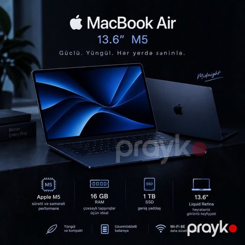 Apple Macbook Air 13.6 inch M5 16/1TB — Bakı