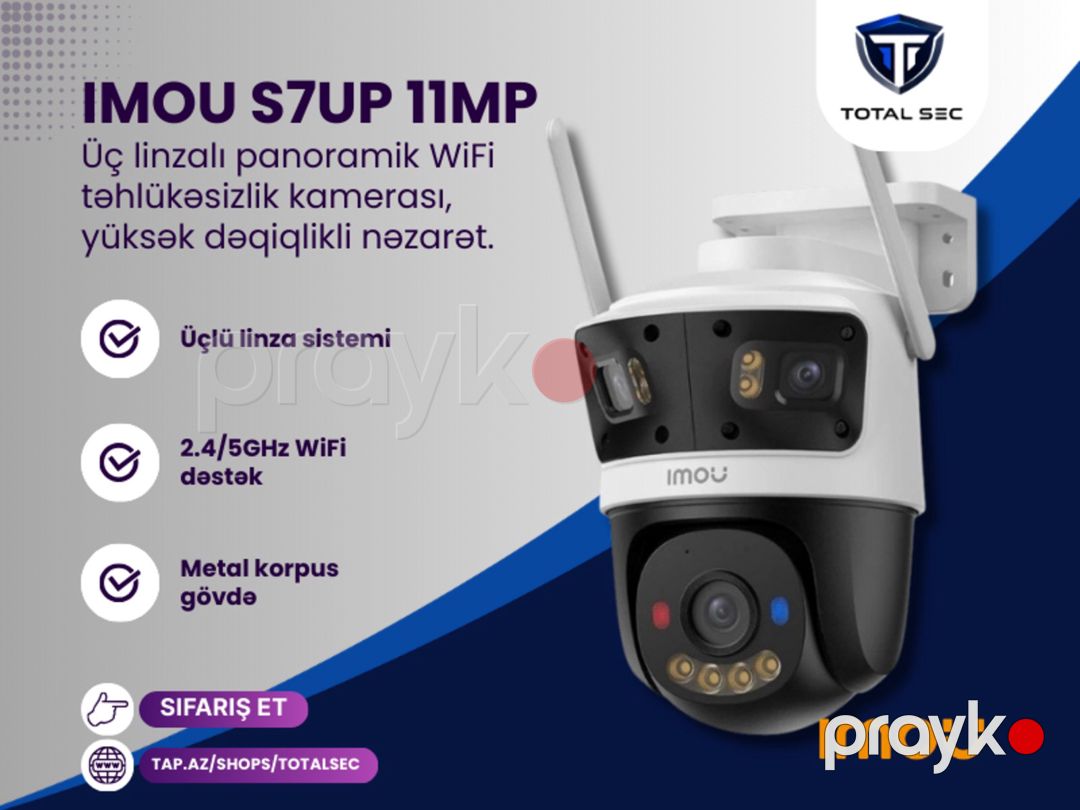 Imou 11MP 3 Başlı 360° ağıllı çöl kamerası (IPC-S7UP-11MOWED) — Ağıllı ev və təhlükəsizlik, Bakı (2)