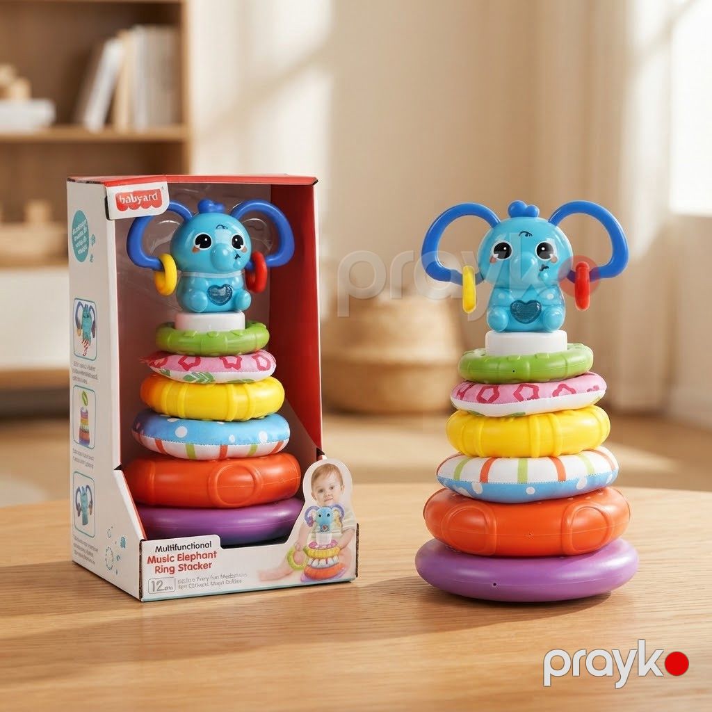 Piramida Babyard Multifunctional Music Elephant Ring Stacker MK690, 12 ay+, plastik — Mallar, Bakı