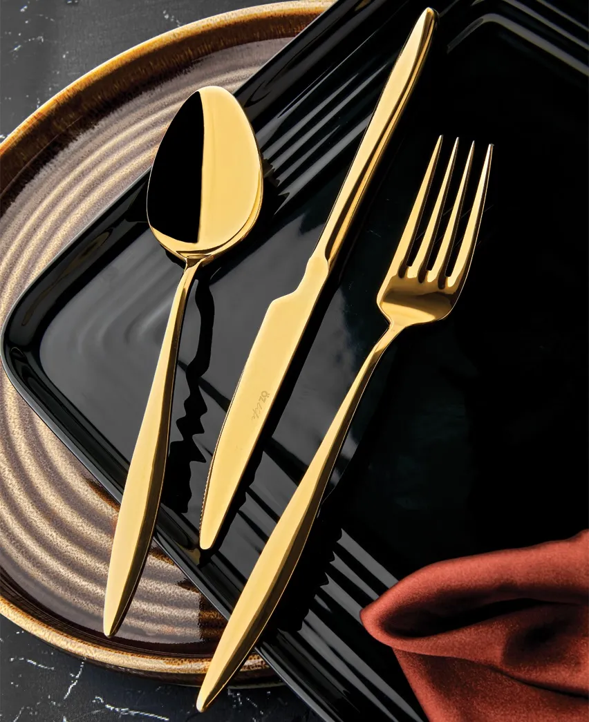 Çəngəl bıçaq dəsti Oz Life Ela, Gold, 72 parça / 12 nəfərlik (8680865010325) — Bakı