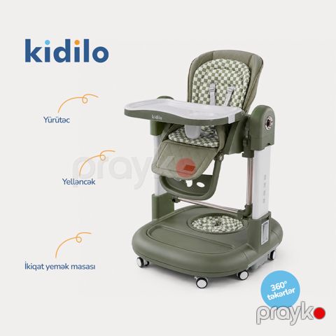 Uşaq yedizdirmə oturacağı Kidilo KD015, plastik, 6+ ay, yaşıl AB015 — Bakı