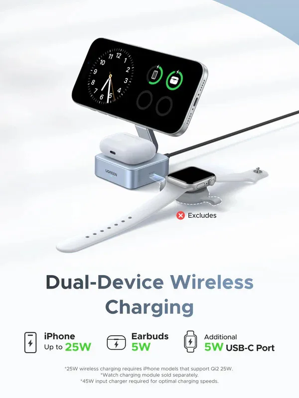 Charger Ugreen 2-in-1 Magnetic Wireless Charger — Mallar, Bakı (5)