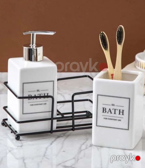 Hamam üçün dəst vm465, keramika/metal, ağ, 10x8 sm, 2 parça — Bakı