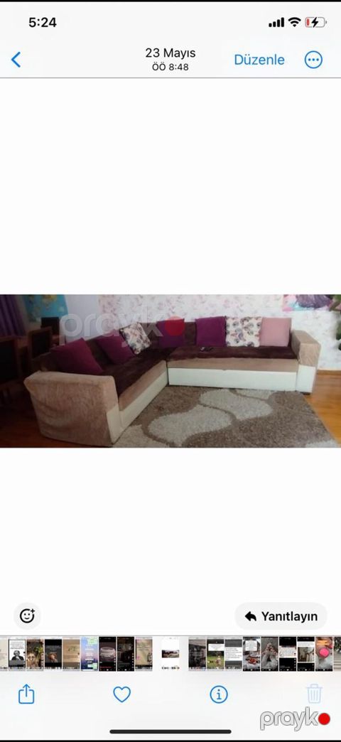L formalı künc divanı - Rəng və material: Krem rəngli baza, qəhvəyi — Sumqayıt