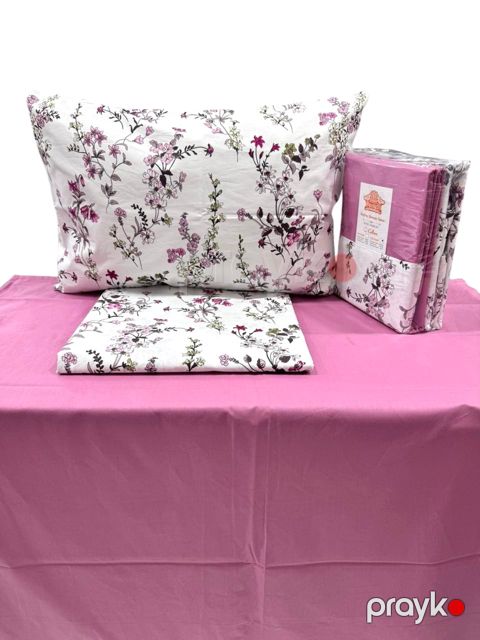 Yataq dəsti Dantelli HBT_00182, yorğan üzü 200x220 sm, mələfə 220x250 sm, yastıq üzü 50x70 sm 2 əd, ikinəfərlik, pambıq - HBT_00182 — Bakı