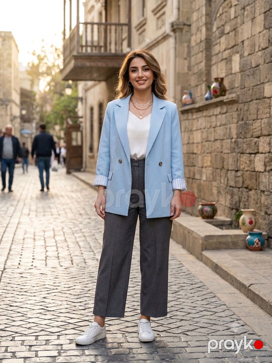 Qadın pencəyi, Mavi, Parça, ölçü 42 — Mallar, Bakı (2)