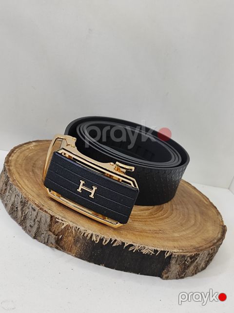 Kəmər eko dəri hermes_gold, ölçü 130 sm, qara — Bakı