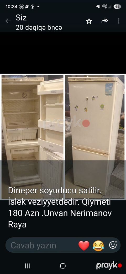 Dineper soyuducu - İki bölməli: yuxarıda soyuducu, aşağıda dondurucu — Sumqayıt