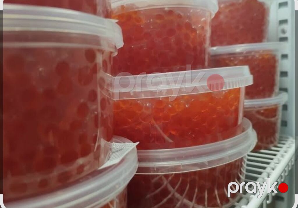 Qırmızı kürü – seçilmiş iri dənələr, parlaq narıncı rəng və zərif — Qida məhsulları, Xırdalan (9)