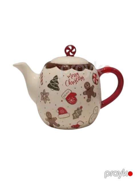 Dəmləmə çaydanı 528-RAX012, keramika, ağ/qəhvəyi/qırmızı, 1100 ml — Bakı