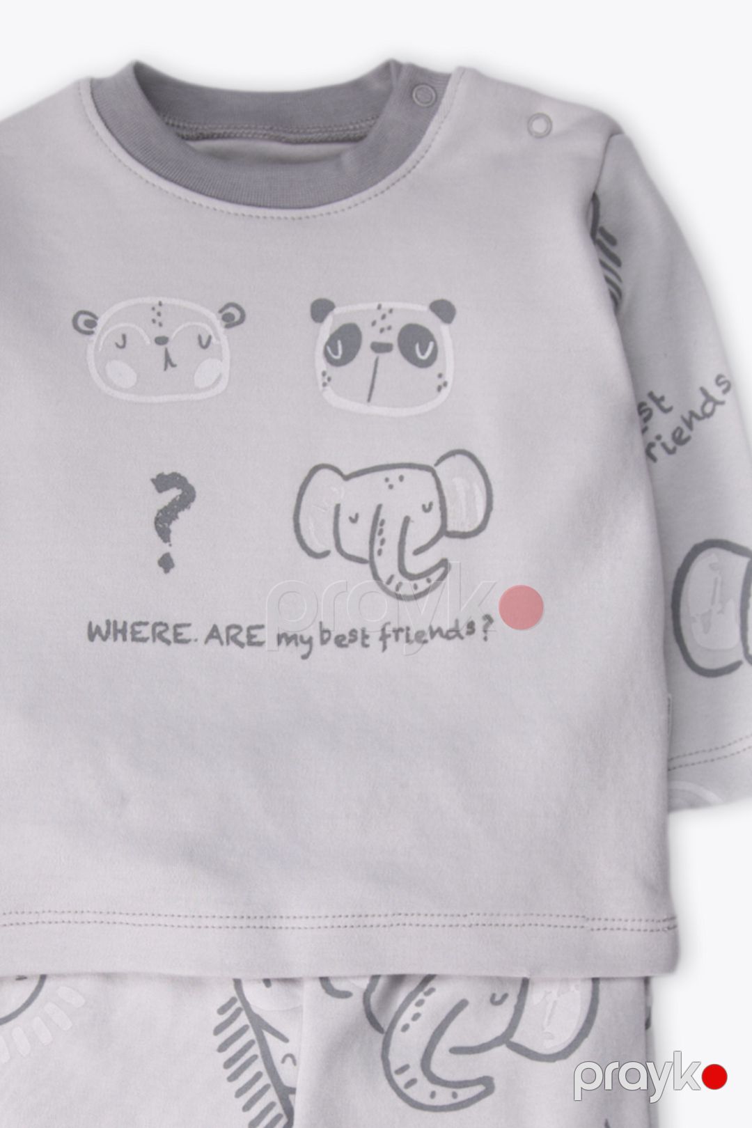 Şalvarlı pijama dəsti Bebetto F1547, pambıq, boz, ölçü 24-36 ay — Mallar, Bakı (2)
