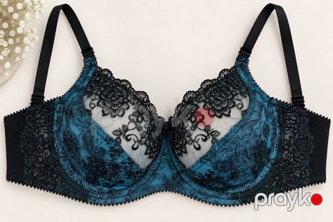 Büsthalter 12990 qadınlar üçün, dolğusuz, firuzəyi, krujeva/neylon, ölçü 90 D — Bakı