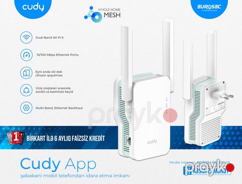 Wi-Fi 6 dəstəkli Gigabit router Cudy RE1500 AX1500 — Bakı