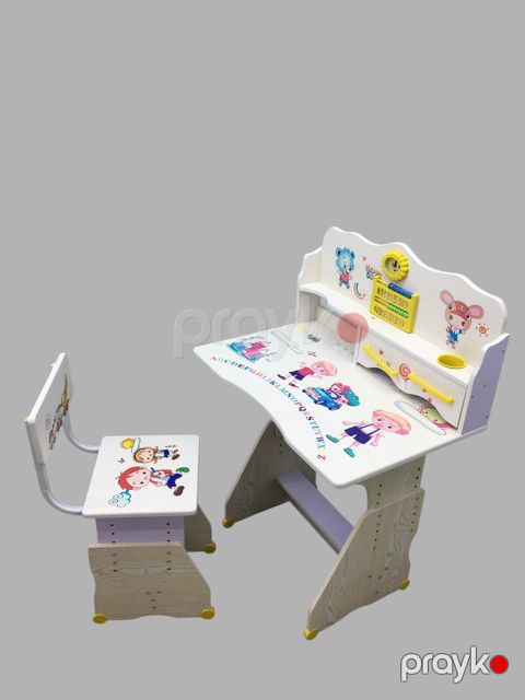 Məktəbli masası və oturacaq dəsti 67414395, taxta, ağ, 78x56x11 sm — Bakı