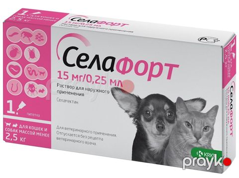 Süysün uzərinə damcılar Селафорт Krka pişiklər və itlər üçün, 0.25 ml (1 pipet) — Bakı