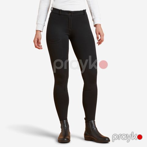 At sürmə üçün qadın şalvarları Decathlon, pambıq/elastan, qara, ölçü L — Bakı