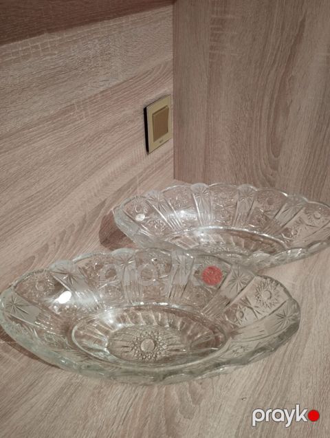 Xrustal meyvə qabları – 2 ədəd dəst - Material: qalın, şəffaf xrustal — Bakı