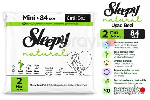 Uşaq bezləri Sleepy Natural ölçü2 Mini, 3–6 кq, 84 əd — Bakı